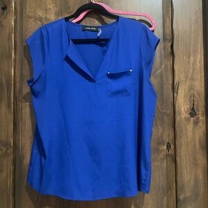 Ivanka Trump Cobalt Blue V-Neck Blouse